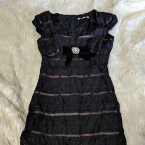 Black lace steam punk retro dress